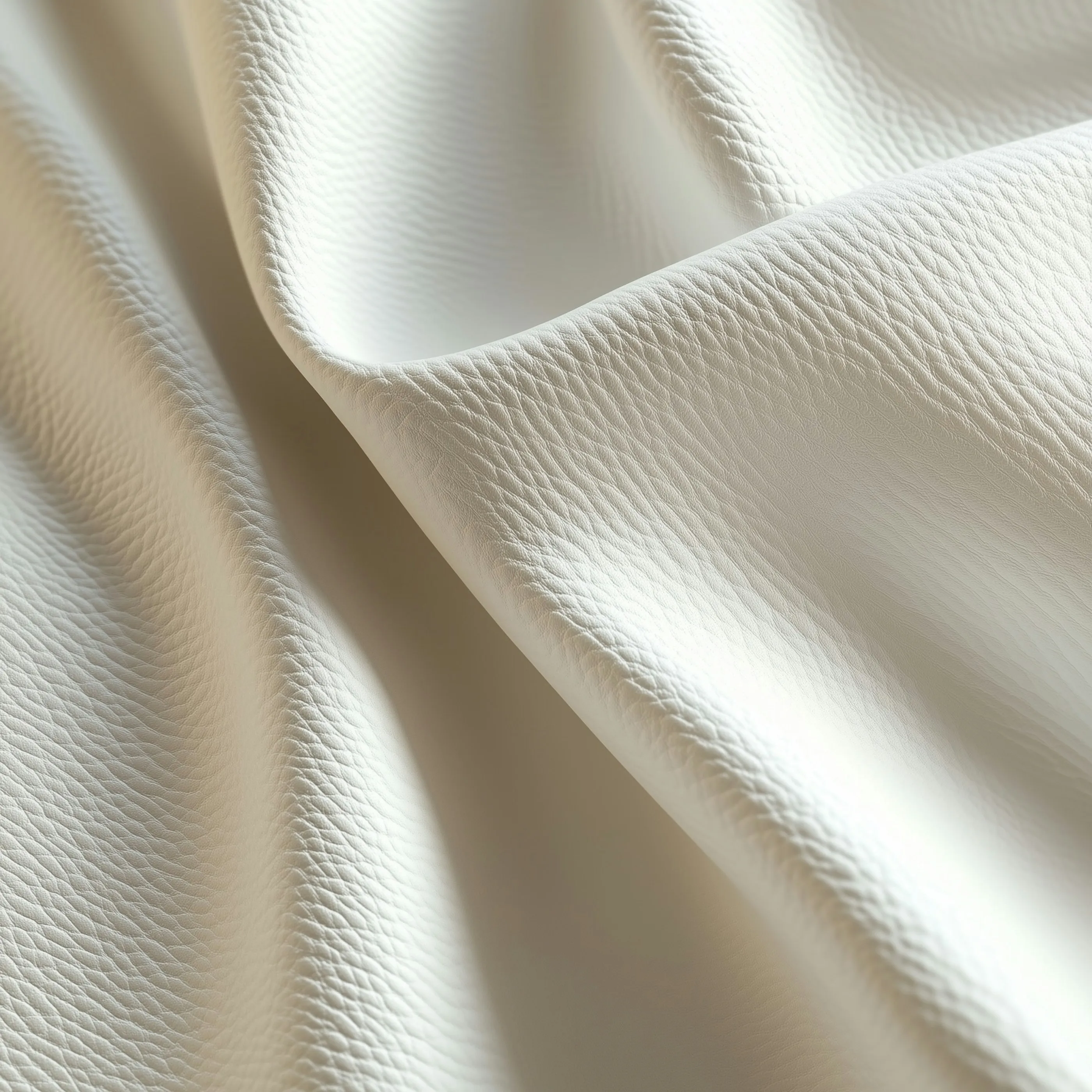 Soft folds of cream technical fabric catching daylight